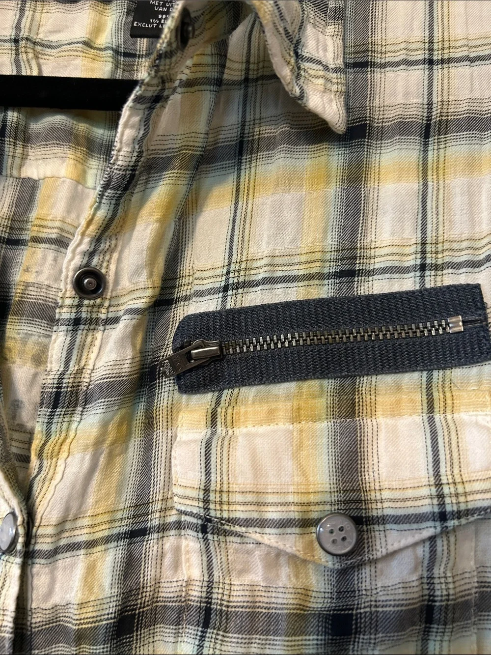 Harley-Davidson Yellow, Green & Cream Plaid Button-Up Shirt